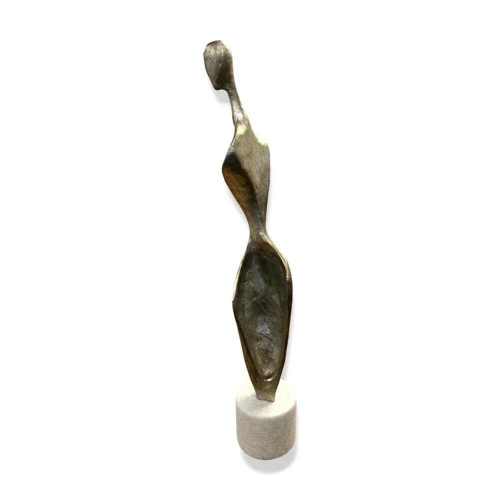 $340 Global Views Silver Iron Silhouette Decorative Centerpiece Sculpture